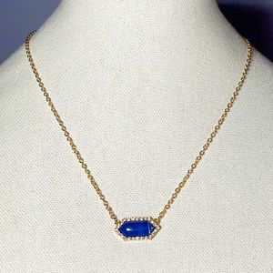 Avenue Necklace - Gold Tone Necklace w/ Striated Blue Pendant